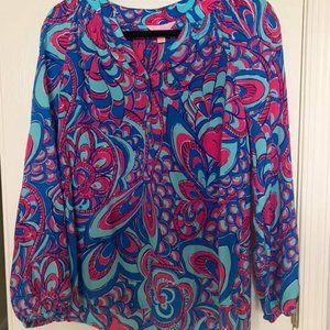 NWT Lilly Pulitzer Elsa Silk top Blue Pink Purple